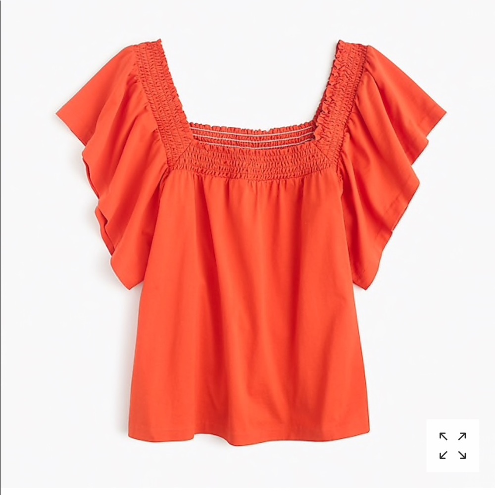 J. Crew Smocked Square Neck Top Size Large NWT